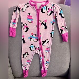 Little Sleepies Pink Penguin 6-12 Zippy GUC